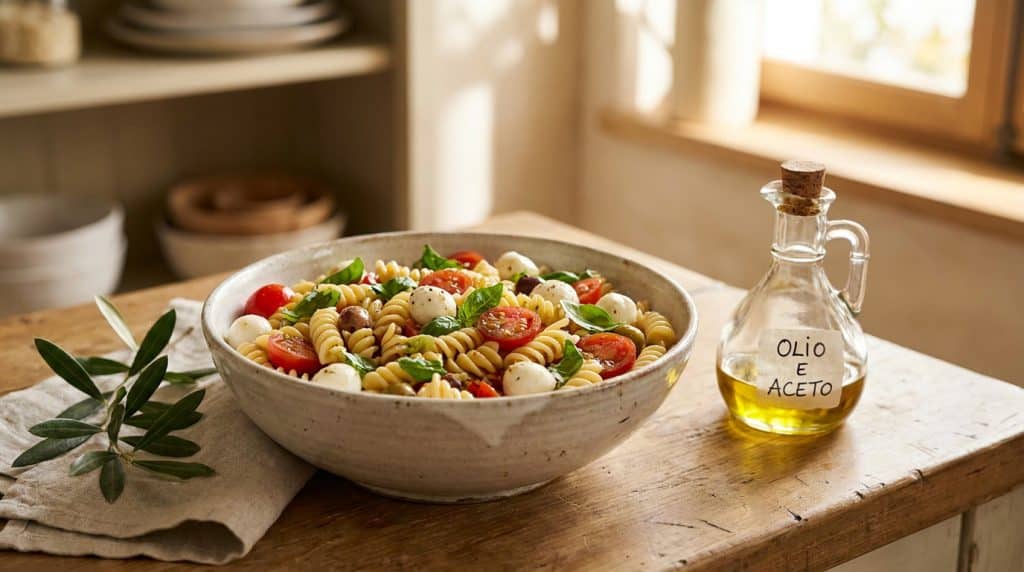 Salade de pâtes italienne avec vinaigrette